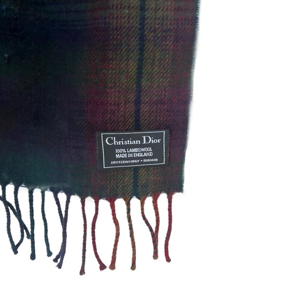 Christian Dior lambswool plaid scarf made in England RN61486 - Picture 1 of 10